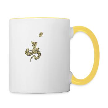 Buchstabe w Schlange - Tasse zweifarbig - Weiß/Gelb - Rechts