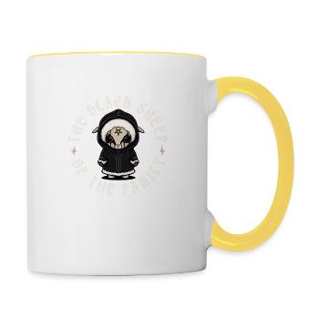Black Sheep Of The Family, Gothic Satanic Sheep - Tasse zweifarbig - Weiß/Gelb - Rechts