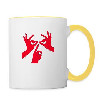 Illusion d’optique art psychédélique rétro formes sexe - Mug contrasté - blanc/jaune - Droite