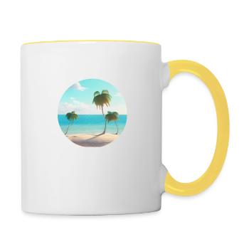 Sommerurlaub Strand Palme Sonne Palmen Insel - Tasse zweifarbig - Weiß/Gelb - Rechts