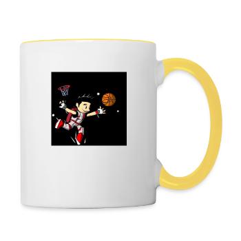 Basketballspieler - Tasse zweifarbig - Weiß/Gelb - Rechts
