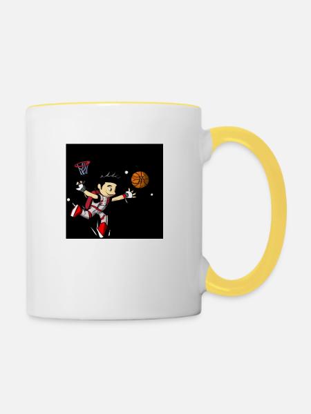 Basketballspieler - Tasse zweifarbig - Weiß/Gelb