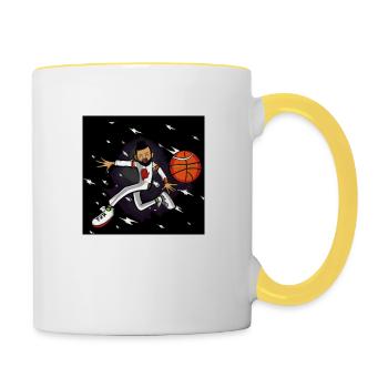 Basketballspieler - Tasse zweifarbig - Weiß/Gelb - Rechts