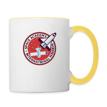 Space Academy International rote Farbe Vintage - Tasse zweifarbig - Weiß/Gelb - Rechts