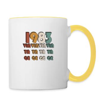 Jahrgang 1983 - Tasse zweifarbig - Weiß/Gelb - Rechts