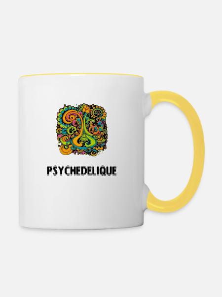 Psychedelisch - Tasse zweifarbig - Weiß/Gelb