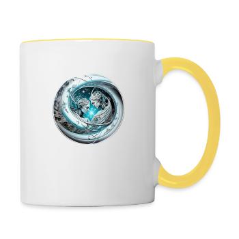 gemeaux 2 statues - Mug contrasté - blanc/jaune - Droite