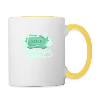 Savonologue Savonnier Fabrication de savon - Mug contrasté - blanc/jaune - Droite