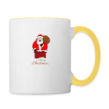 Merry Christmas stuck fat santa - Contrasting Mug - white/yellow - Right