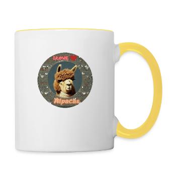 Alpaca I Love - Tasse zweifarbig - Weiß/Gelb - Rechts