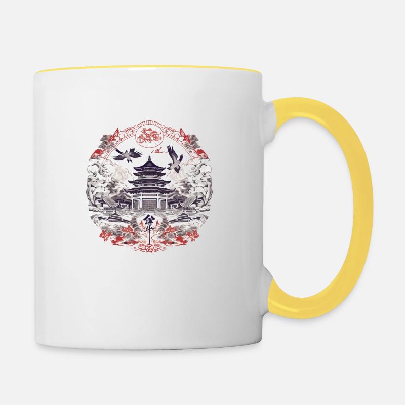 Folklore chinois - Mug contrasté - blanc/jaune