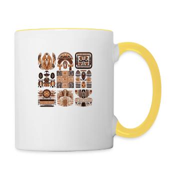 Folklore africain - Mug contrasté - blanc/jaune - Droite