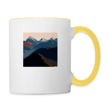 Italienische Berglandschaft Berge im Morgengrauen - Tasse zweifarbig - Weiß/Gelb - Rechts
