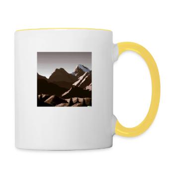 Berge Wandern Motiv - Tasse zweifarbig - Weiß/Gelb - Rechts