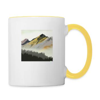Italienische Berglandschaft Berge Wandern Motiv - Tasse zweifarbig - Weiß/Gelb - Rechts