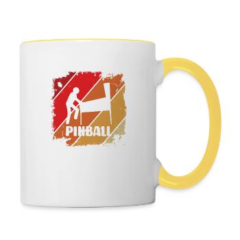 Pinball player at pinball Retro - Contrasting Mug - white/yellow - Right