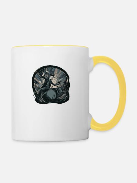Drums crazy - Tasse zweifarbig - Weiß/Gelb