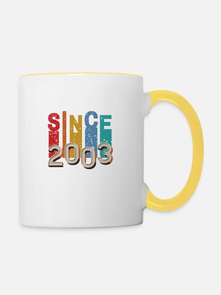 Seit 2003 retro - Tasse zweifarbig - Weiß/Gelb