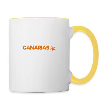 Kanarische Inseln Retro Seestern Vintage Urlaub - Tasse zweifarbig - Weiß/Gelb - Rechts