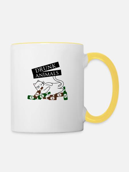 Drunk Animals - Tasse zweifarbig - Weiß/Gelb