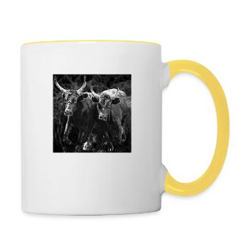 duo toro grunge - Mug contrasté - blanc/jaune - Droite