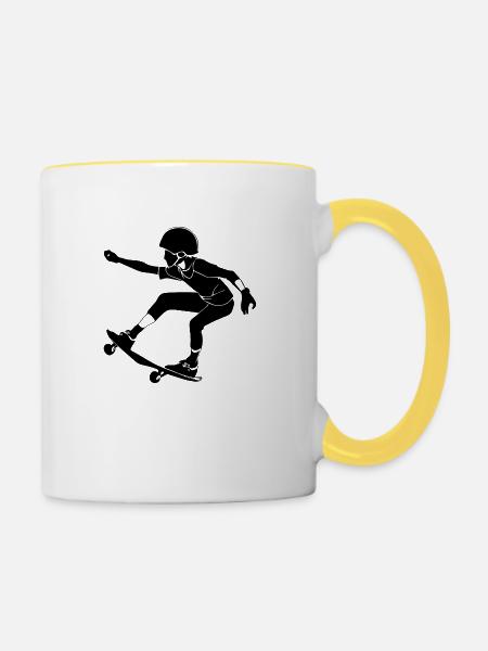 skateboard - Tasse zweifarbig - Weiß/Gelb