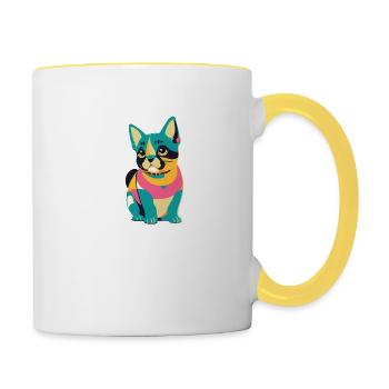 Chiot espiègle - Mug contrasté - blanc/jaune - Droite