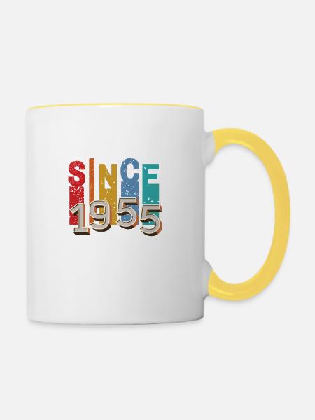 Seit 1955 retro - Tasse zweifarbig - Weiß/Gelb