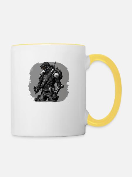 Affen-Rebell - Tasse zweifarbig - Weiß/Gelb