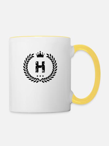 wappen h - Tasse zweifarbig - Weiß/Gelb