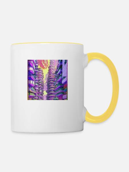 Die Baumsiedlung - Tasse zweifarbig - Weiß/Gelb