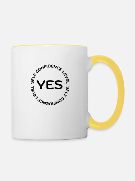 Self confidence level YES schwarz - Tasse zweifarbig - Weiß/Gelb