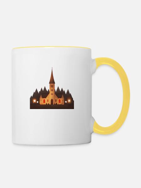 Kapelle im Dorf - Tasse zweifarbig - Weiß/Gelb