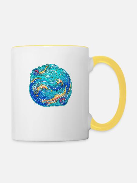 Wilder Ozean - Tasse zweifarbig - Weiß/Gelb