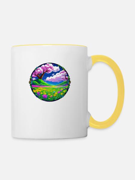Rosa Sommer - Tasse zweifarbig - Weiß/Gelb