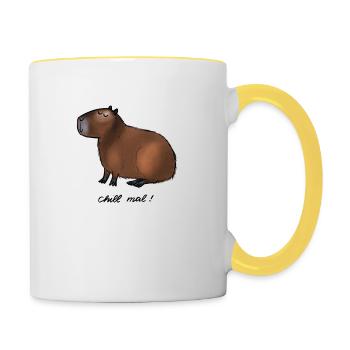 Capybara - chill out! - Contrasting Mug - white/yellow - Right
