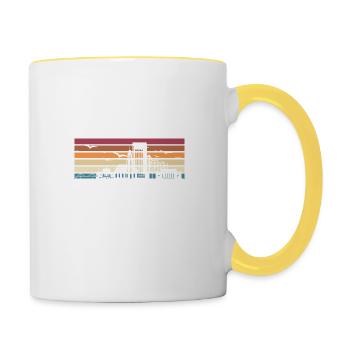 Moin Moin ist gesabbel Retro Hamburg Skyline Hafen - Tasse zweifarbig - Weiß/Gelb - Rechts