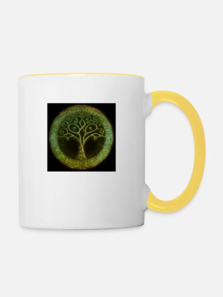 Celtic Tree of Life - Contrasting Mug - white/yellow