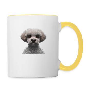 Caniche Chien Amour Caniche Chiot Chiot Propriétaire de chien - Mug contrasté - blanc/jaune - Droite