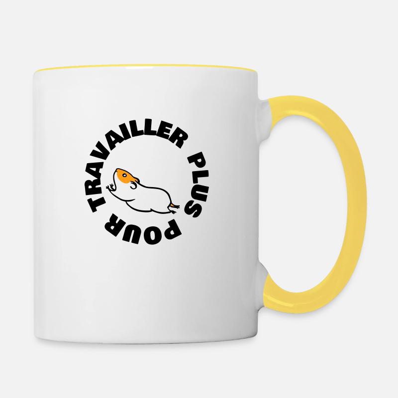 TRAVAILLER PLUS POUR - Mug contrasté - blanc/jaune