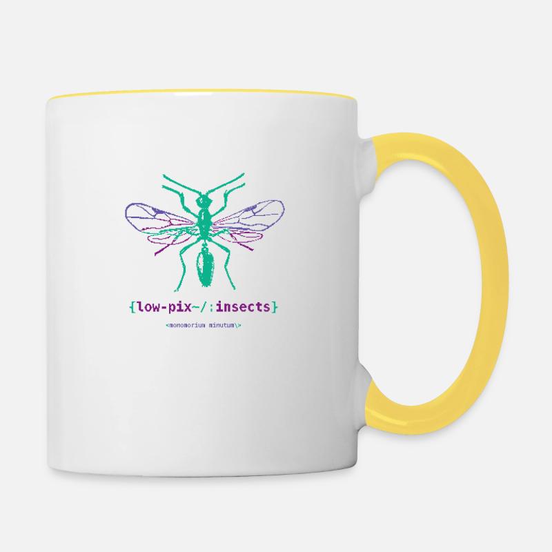 Fourmi à faible pixel - Mug contrasté - blanc/jaune