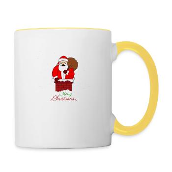 Merry Christmas stuck fat santa - Contrasting Mug - white/yellow - Right
