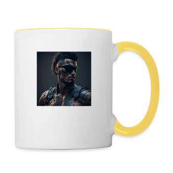 Future Cyberpunkt Warrior - Tasse zweifarbig - Weiß/Gelb - Rechts