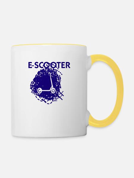 E-Scooter Roller Scooter - Tasse zweifarbig - Weiß/Gelb