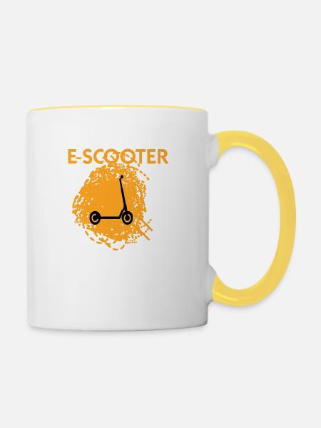 E-Scooter Roller Scooter - Tasse zweifarbig - Weiß/Gelb