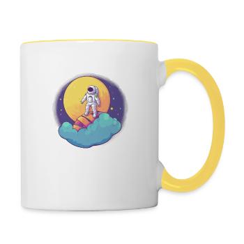 Neil Astronaut - Tasse zweifarbig - Weiß/Gelb - Rechts