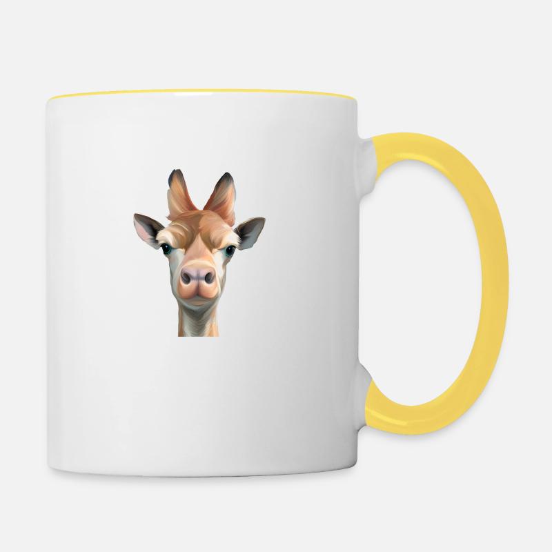 girafe - Mug contrasté - blanc/jaune