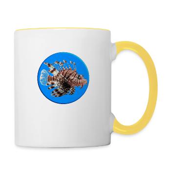 Le poisson-lion se nourrit de petits poissons - Mug contrasté - blanc/jaune - Droite