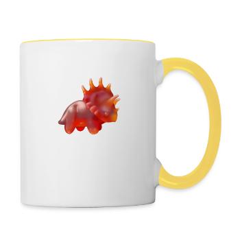 Gummibärchen Triceratops, Dino, Dinosaurier - Tasse zweifarbig - Weiß/Gelb - Rechts