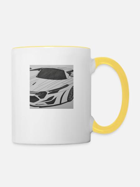 Car - Tasse zweifarbig - Weiß/Gelb